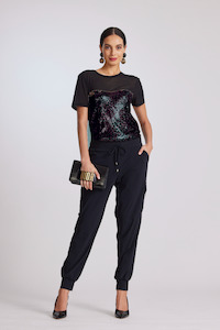 Paula Ryan Collection: 8972A Sequin Bustier Modal Top