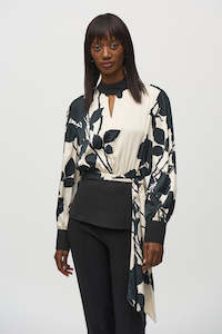 The Shirt Collection: 244942 Satin and Georgette Floral Print Top