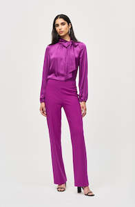 The Shirt Collection: 243022 Shimmer Satin Tie Blouse