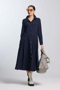 The Merino Collection: 8831 Merino & Microjersey Draw Cord Shirt Dress