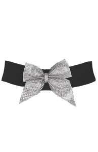 Frank Lyman: A25900 Diamante Bow Wide Elastic Belt