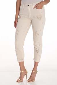 Frank Lyman: 251527 Heart Embellished Sand 7/8 Jean