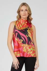 Frank Lyman: 251219 Chic Sleeveless Satin Print Top