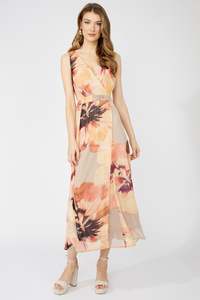 Frank Lyman: 251334 Soft Floral Sleeveless Wrap Dress