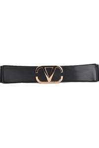 Frank Lyman: A25101 Gold V Buckle Elastic Back Belt