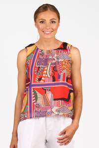 All Sale Items: K5098  Cleopatra Print Boat Neck S/Less Top