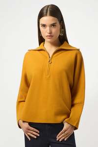 253963 Zip Collar Sweater Knit Boxy Jumper