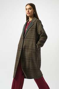 253946   Wool Blend Plaid Double-Faced Coat