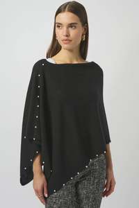 253968 Cashmere Poncho with Pearl Detailing