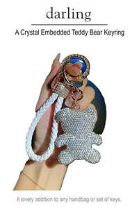 Home Gifts: D0039 Lux Crystal Bear Charm Key Ring