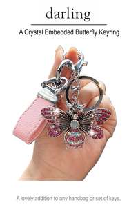 Home Gifts: D0051 Jewel Butterfly Bag Charm/ Key Ring
