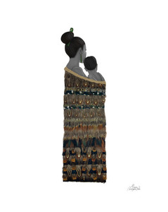 Products: Hine Te Iwaiwa and Tangaroa a kiukiu. Brown kākahu with Jute trim Darlington Paku