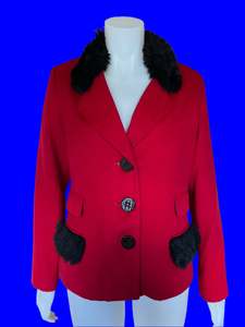 World $$$$ Riding Jacket Vibrant Red With Fur Trim - Size: M