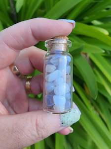 Chip Bottles: Blue Chalcedony Crystal Chip Bottle