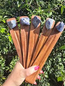 Sodalite Rough | Wooden Incense Holder