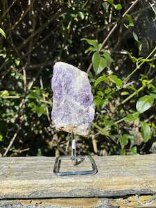 Chevron Amethyst Rough On Metal Stand