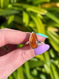 New Arrivals: Orange Kyanite | Rose Cut Sterling Silver Adjustable Ring B