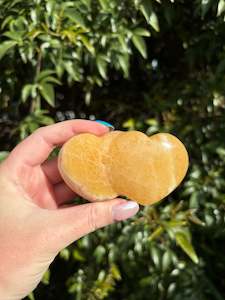 Hearts: Orange Calcite Double Heart B