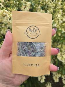 Crystal Bottles Bags: Rainbow Fluorite Crystal Chip 100 gms Bag