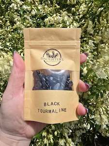 Crystal Bottles Bags: Black Tourmaline Crystal Chip 100 gms Bag