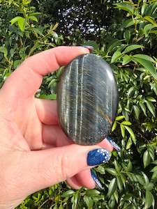 Palmstones: Blue Tigers Eye Palm Stone A