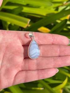 Blue Lace Agate | Polished Sterling Silver Pendant B