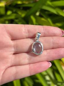 Blue Topaz | Rose Cut Sterling Silver Pendant D