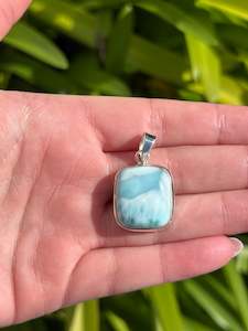 Pendants Necklaces: Larimar | Polished Sterling Silver Pendant E