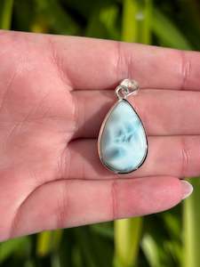 Larimar | Polished Sterling Silver Pendant B