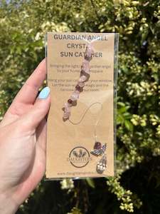 Rose Quartz & Burgundy Cats Eye | Guardian Angel Sun Catcher