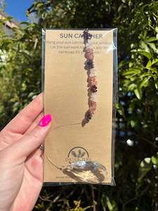 Rose Quartz, Garnet & Strawberry Quartz | Teardrop Sun Catcher
