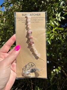 Rose Quartz & Rhodonite | Teardrop Sun Catcher