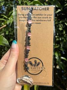 Black Tourmaline & Pink Cats Eye | Moon Sun Catcher