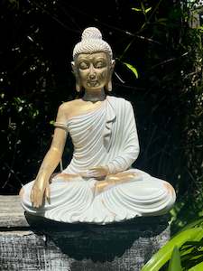 Buddha Ganesh: Gold & White Meditating Buddha XLarge B