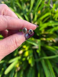 Earrings: Smoky Quartz | Polished Sterling Silver Stud Earrings Oval 7mm