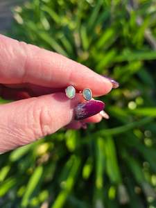 Ethiopian Opal | Polished Sterling Silver Stud Earrings Oval 6mm