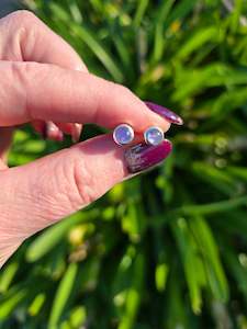Earrings: Iolite | Polished Sterling Silver Stud Earrings Round 5mm