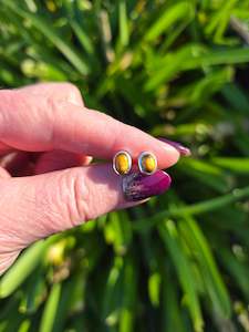 Earrings: Tigers Eye | Polished Sterling Silver Stud Earrings Oval 6mm