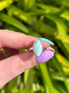 Rings: Larimar | Polished Sterling Silver Adjustable Ring D