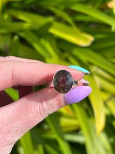 Smoky Quartz | Faceted Sterling Silver Adjustable Ring B