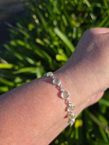 Chain Bracelets Necklaces: Prehnite Round | Polished Sterling Silver Adjustable Bracelet E