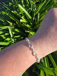 Prehnite Oval | Polished Sterling Silver Adjustable Bracelet D