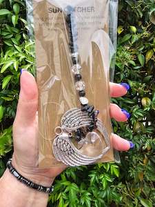 Black & Silver Sheen Obsidian | Angel Wing Heart Sun Catcher
