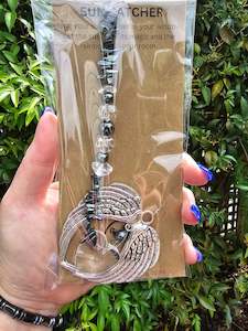 Hematite | Angel Wing Heart Sun Catcher