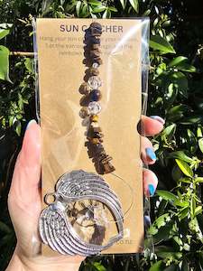 Angel Wing Range: Tigers Eye | Angel Wing Heart Sun Catcher