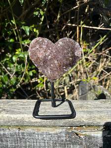 By Crystal Type: Amethyst Heart On Metal Stand A