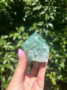 Semi Polished Points: Green Fluorite Semi Polished Point B