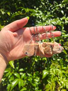 Peach Moonstone Tumbled Stone Keyring