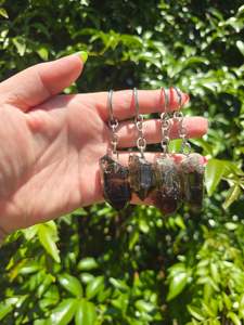 Smoky Quartz Polished Point Keyring