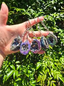 Keyrings: Rainbow Titanium Geode Keyring